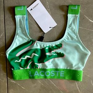 Lacoste Mint and Green Crocodile Sports Bra - Size 32